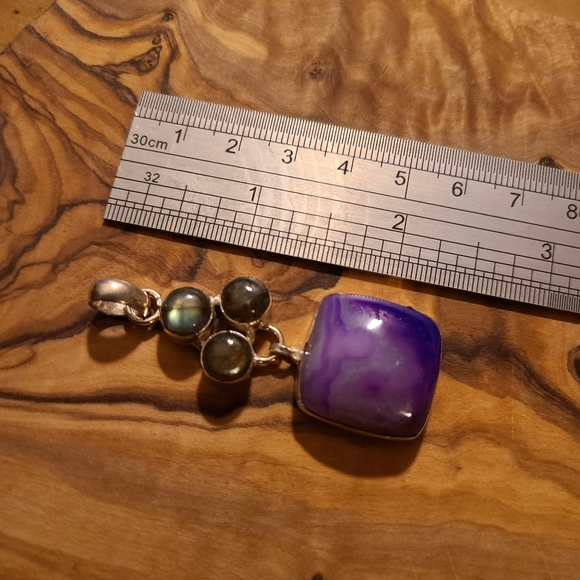 Gemstone silver pendant agate and labradorite - Picture 10 of 10